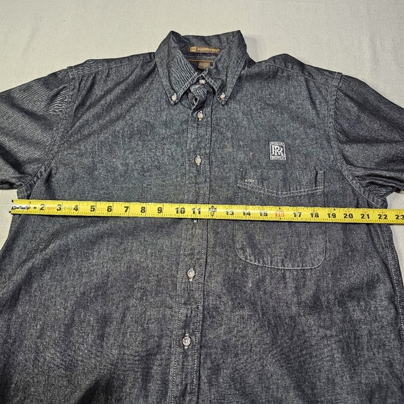 Harriton Mens 100% Cotton Button Down Shirt Size M "Rolls Royce" Embroidered - Picture 6 of 7